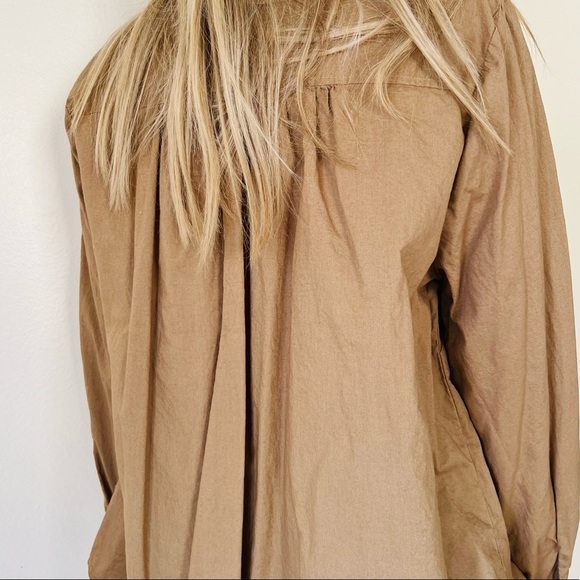 Roaman’s poplin tan 100% cotton button down shirt - Picture 3 of 7